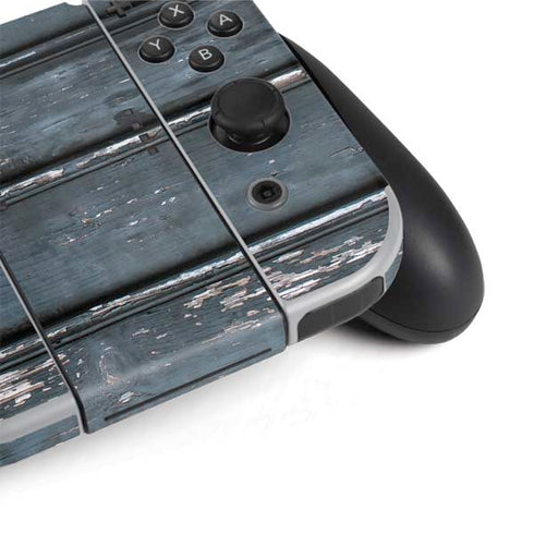 Chipped Blue Wood Nintendo Switch OLED (2021) Skin